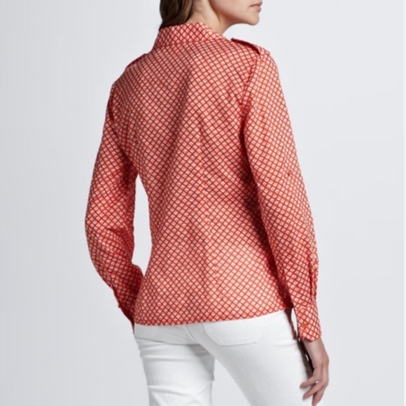 TORY BURCH Brigitte Tab-Sleeve Printed Blouse Work Office Casual Size 2 - Picture 6 of 12